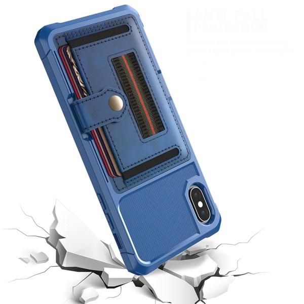 Praktisk cover med kortrum - iPhone XS Max Blå