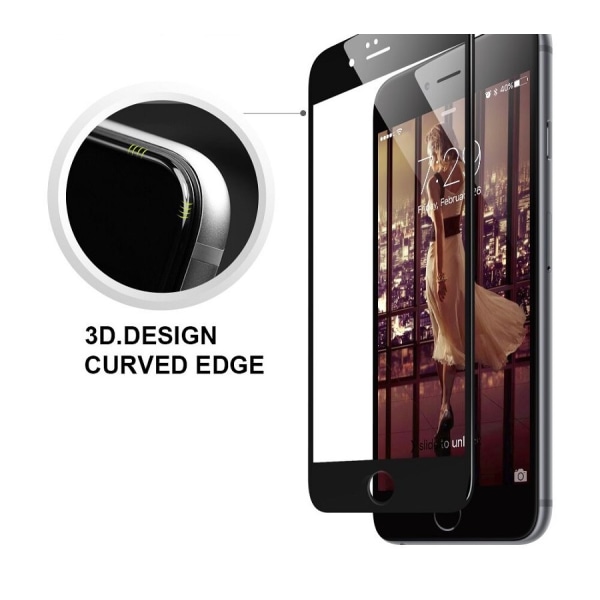 iPhone 7 näytönsuoja 3D 9H kehys 0,2mm HD-Clear Vit Vit