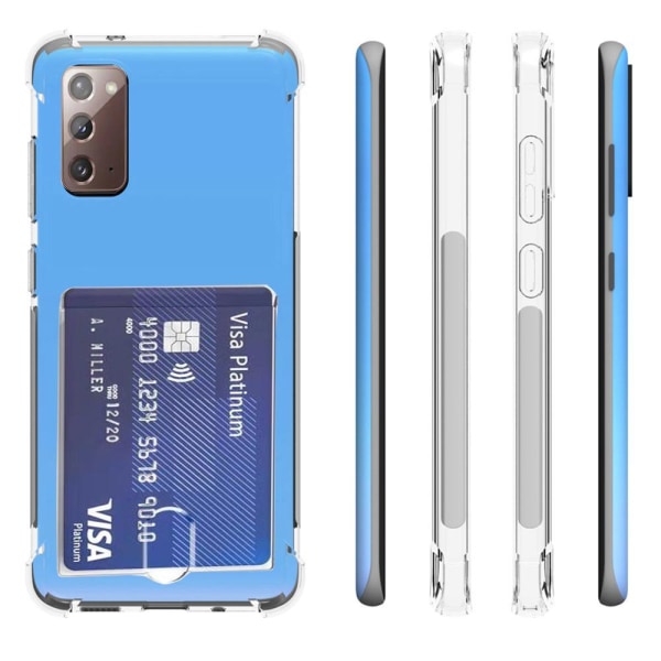 Samsung Galaxy Note 20 - Støtdempende silikondeksel Kortholder Transparent/Genomskinlig