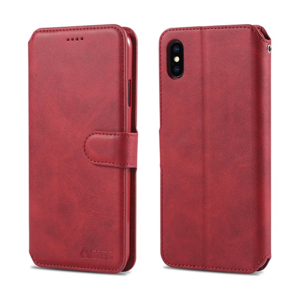 iPhone XR - Robust praktisk lommebokveske RETRO Röd