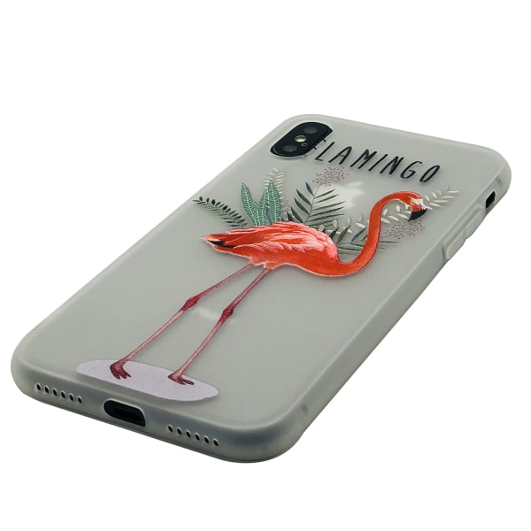 Flamingo - Retroskal av silikon för iPhone X/XS
