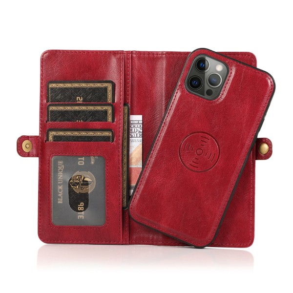 Elegant plånboksfodral i läder för iPhone 15 Pro Max Brown