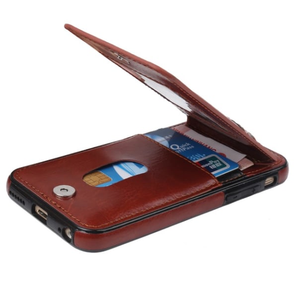 iPhone 6/6Splus Elegant Läderskal med plånbok/Kortfack RÖD Röd