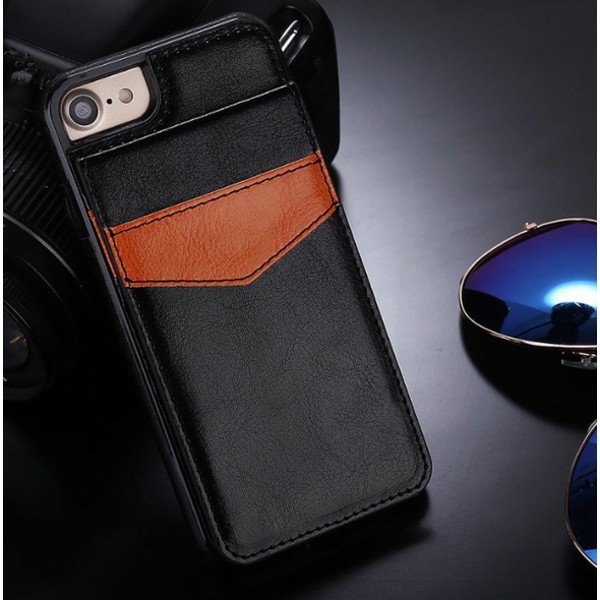 iPhone 6/6S Elegant lærveske med lommebok/kortrom Svart