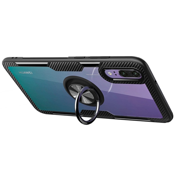 Huawei P20 - Kraftfuldt cover med ringholder Blå/Blå