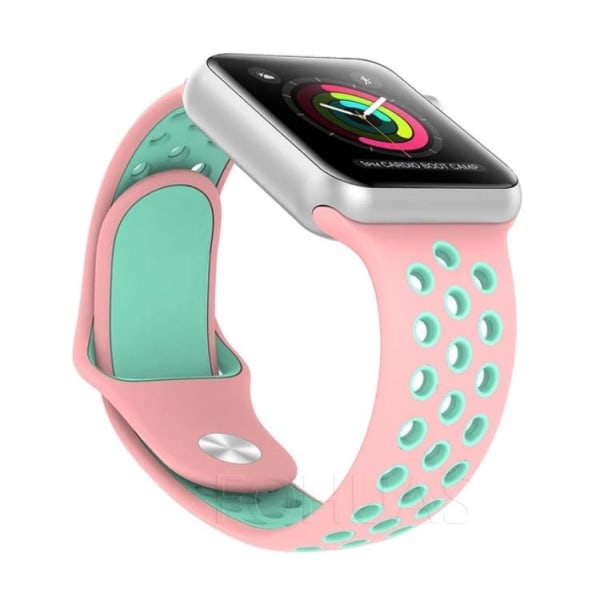 Apple Watch 42mm - Händiga Silikonarmband från HUTECH Rosa/Turkos M