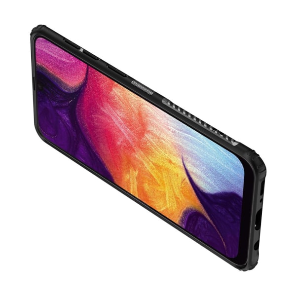 Elegant LEMAN cover med ringholder - Samsung Galaxy A50 Marinblå