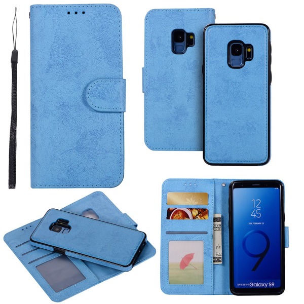LEMAN Wallet etui med magnetfunktion - Samsung Galaxy S9 Ljusblå