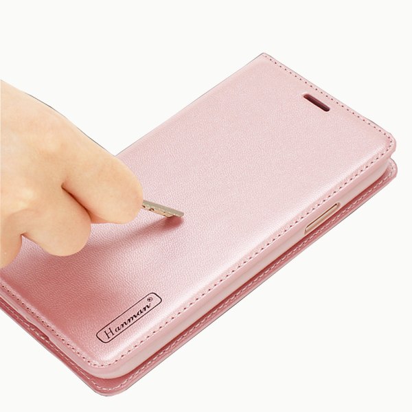 Hanmanin tyylikäs lompakkokotelo Galaxy Note 9:lle Roséguld
