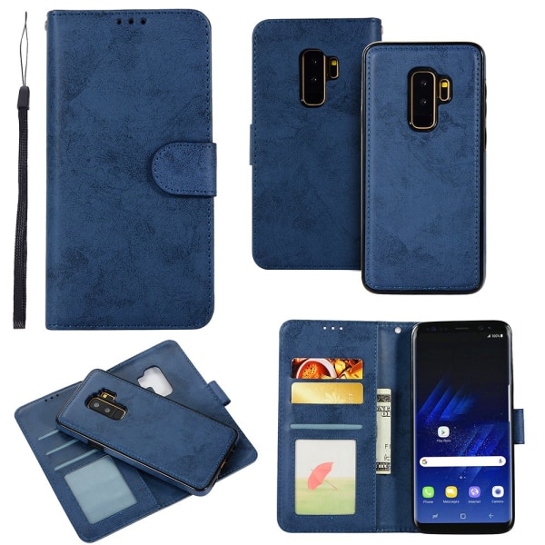 Samsung Galaxy S9Plus - Silk-Touch-deksel med lommebok og skall Marinblå