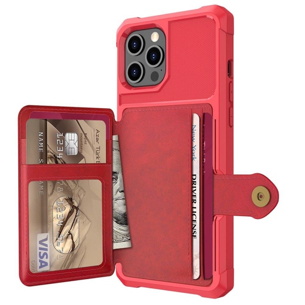 iPhone 12 Pro Max - Praktisk stilfuldt cover med kortholder Röd