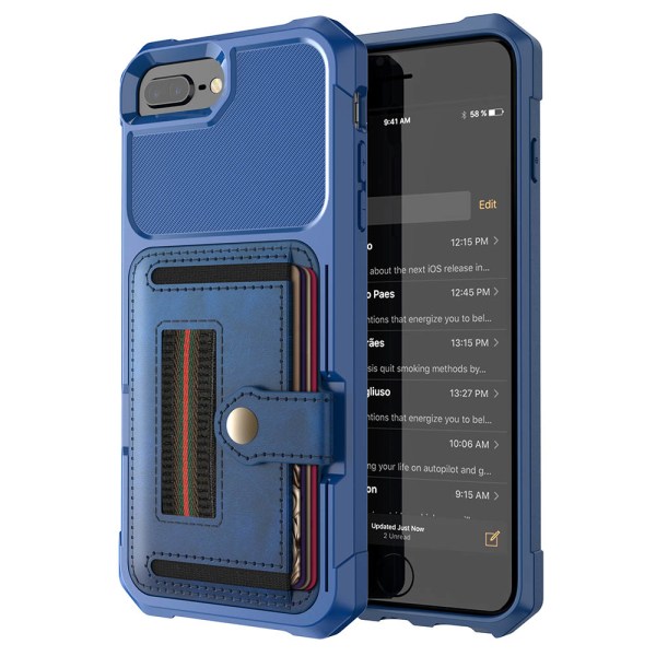 iPhone 6/6S PLUS - Praktisk cover med kortrum Blå