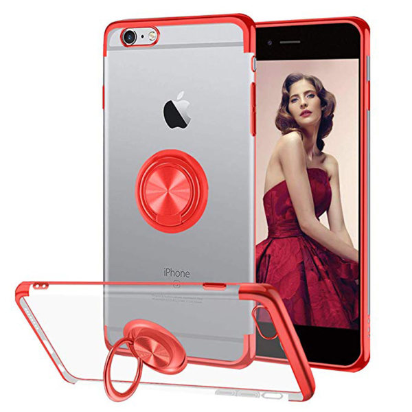 Elegant Silikonskal med Ringhållare - iPhone 6/6S Röd