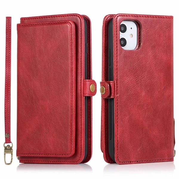 iPhone 11 - Gennemtænkt etui med dobbelt tegnebog Roséguld