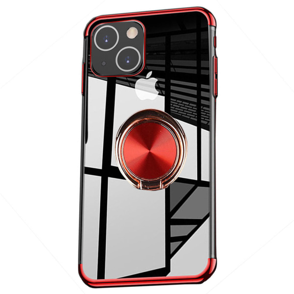 iPhone 13 Mini - Elegant fleksibelt deksel med ringholder Röd