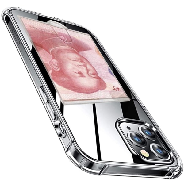 iPhone 12 Pro - Stilfuldt fleksibelt silikonecover med kortholder Transparent/Genomskinlig