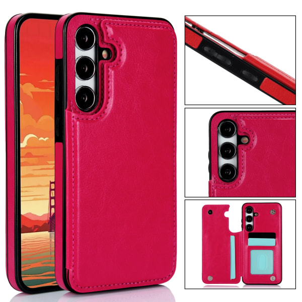 Samsung Galaxy S24 PLUS - Stilfuldt Etui med Pung/Kortlomme Hot Pink