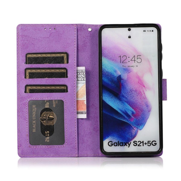 Samsung Galaxy S21 Plus - Professionelt LEMAN Wallet Cover Svart