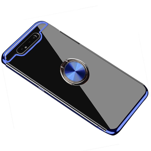 Ammattimainen silikonikotelo sormustelineellä - Samsung Galaxy A80 Silver