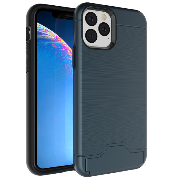 iPhone 11 Pro Max - Elegant Shockproof Skal med Korthållare Mörkblå Mörkblå