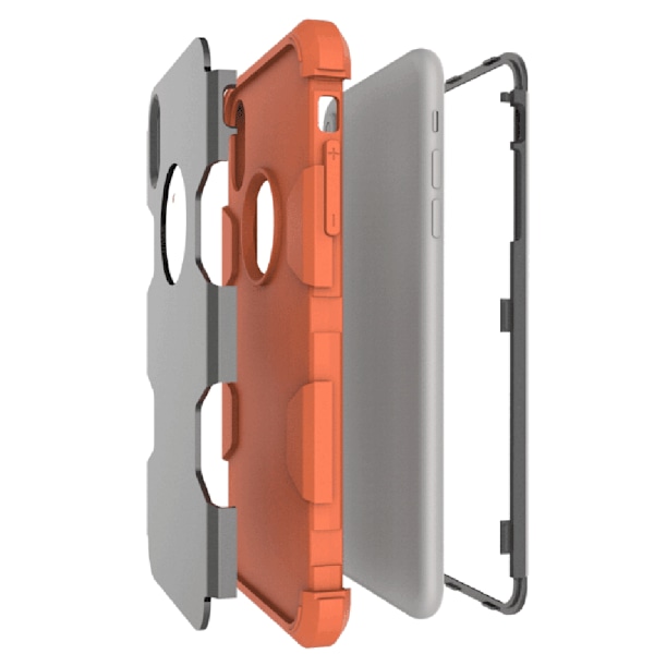 Skyddande Hybridskal från LEMAN till iPhone XS Max Grå/Orange