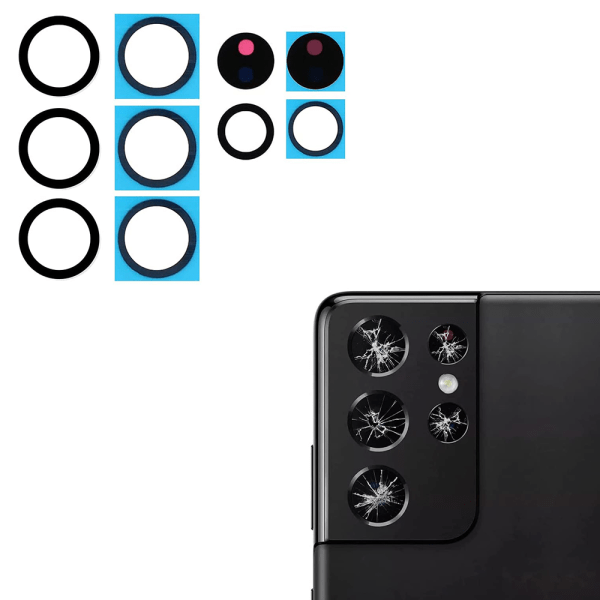 2-PAKKET Samsung Galaxy S22 Ultra reservedel for bakkameraobjektiv Transparent
