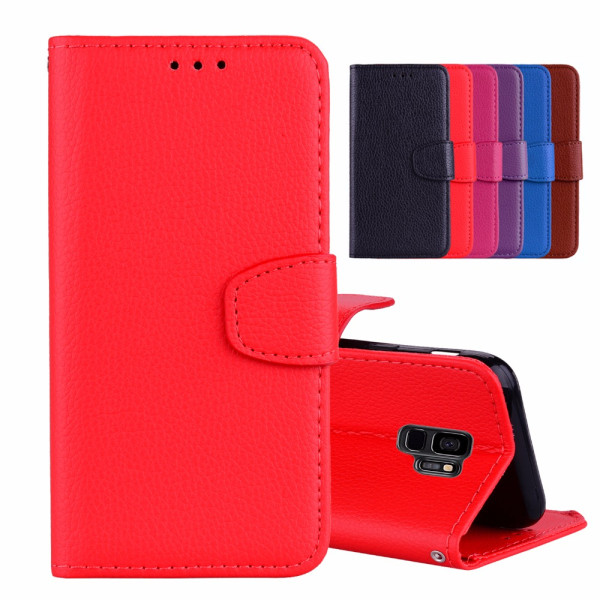 Samsung Galaxy S9Plus - Glatt deksel med lommebok Röd
