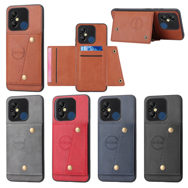 Luksus PC Læder Retro Flip Wallet Case til Xiaomi Redmi 12C Light brown