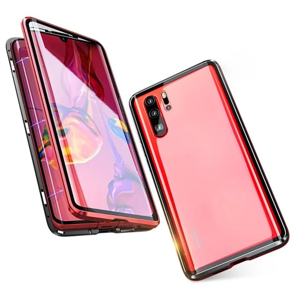 Huawei P30 Pro - Dobbel magnetisk deksel i herdet glass Röd