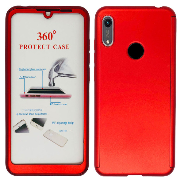 Huawei Y6 2019 - Beskyttende dobbeltsidet cover FLOVEME Röd