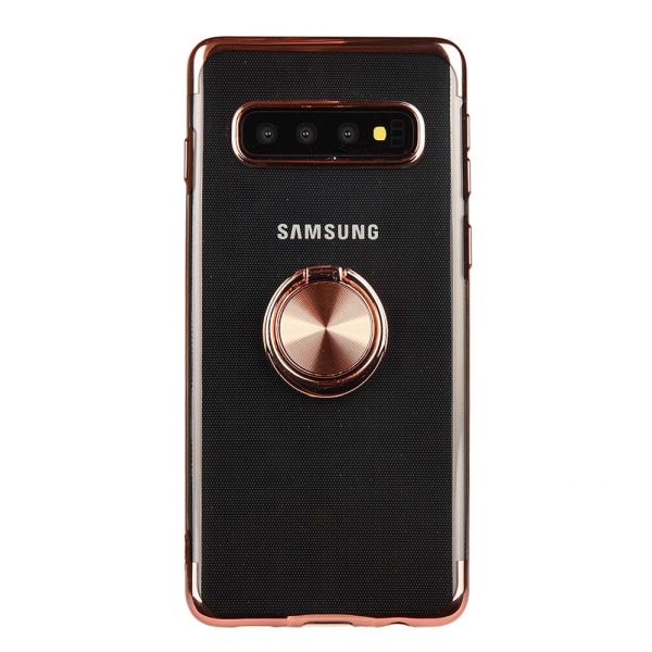 Samsung Galaxy S10E - Beskyttende silikonecover med ringholder Svart