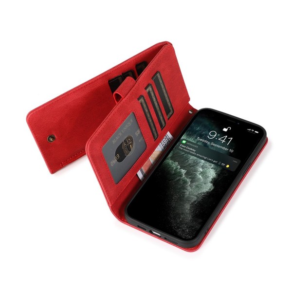 iPhone 12 Pro - Plånboksfodral (FLOVEME) Röd