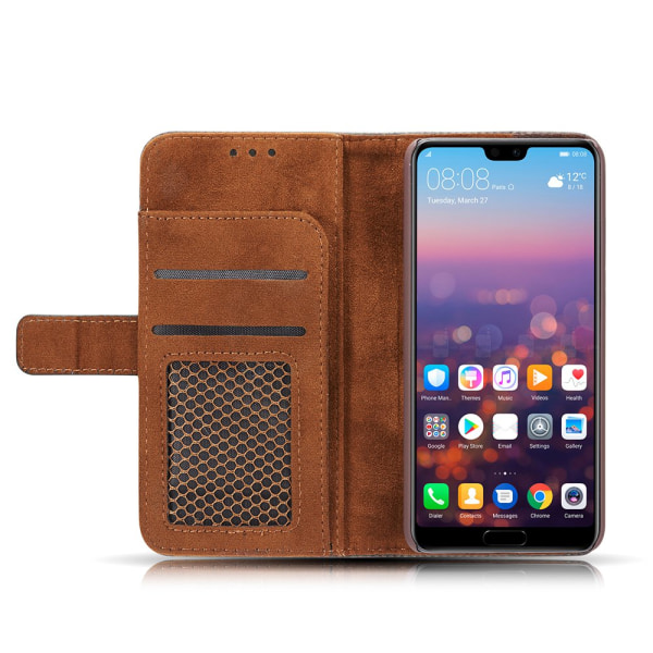 Plånboksfodral i Retrodesign från LEMAN till Huawei P20 Brun