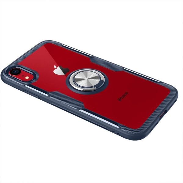 iPhone X/XS - Effektfullt Skal med Ringhållare Marinblå/Silver