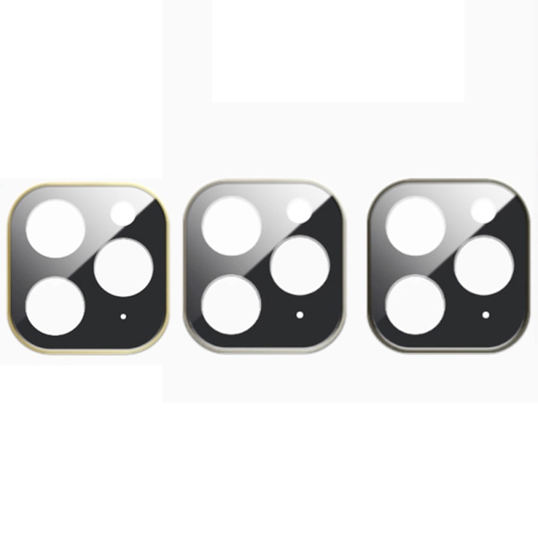 iPhone 11 Pro Max beskyttelsesfilm med metallramme for bakre kameralinse Svart