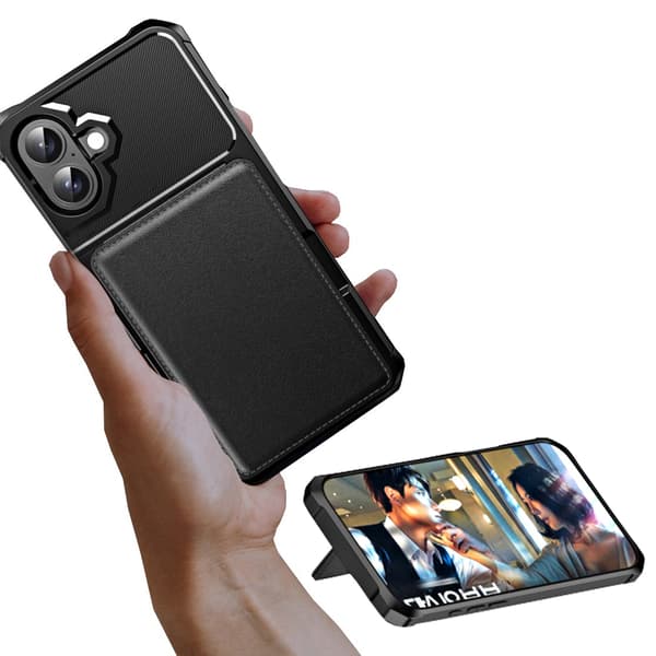 iPhone 16  Leman slimfodral med kortfack & skydd