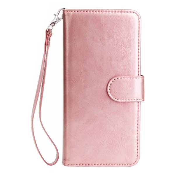 Elegant lommebokdeksel (9-kort) iPhone XR (LEMAN) Rosaröd