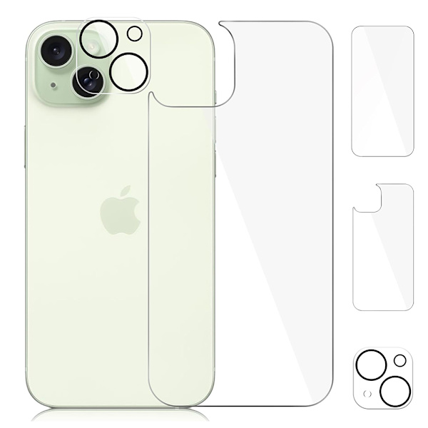 iPhone 15 - 3i1  For- & Bagside & Kameralinsskydd 0,3mm