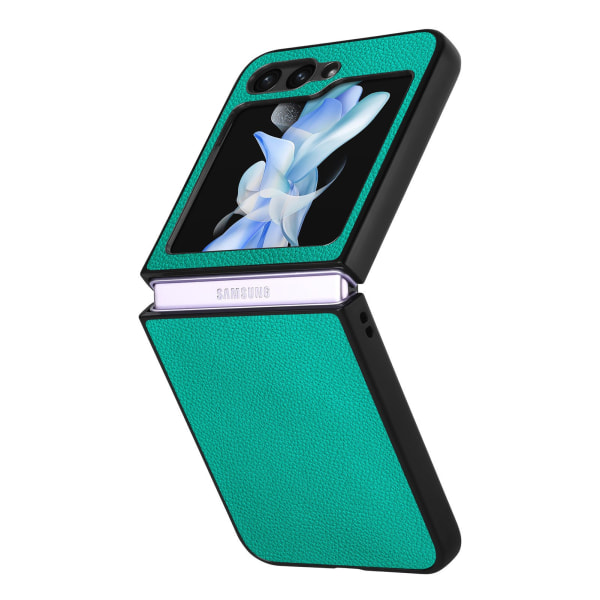 Galaxy Z Flip 5 - Elegant Litchi-mønstercover Green