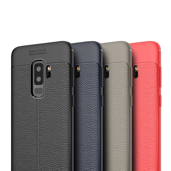 Beskyttende silikondeksel (Litchi) til Samsung Galaxy S9+ Röd