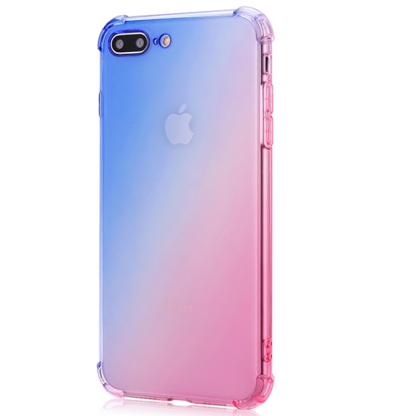 iPhone 8 Plus - Beskyttende Floveme Silikone Cover Blå/Rosa
