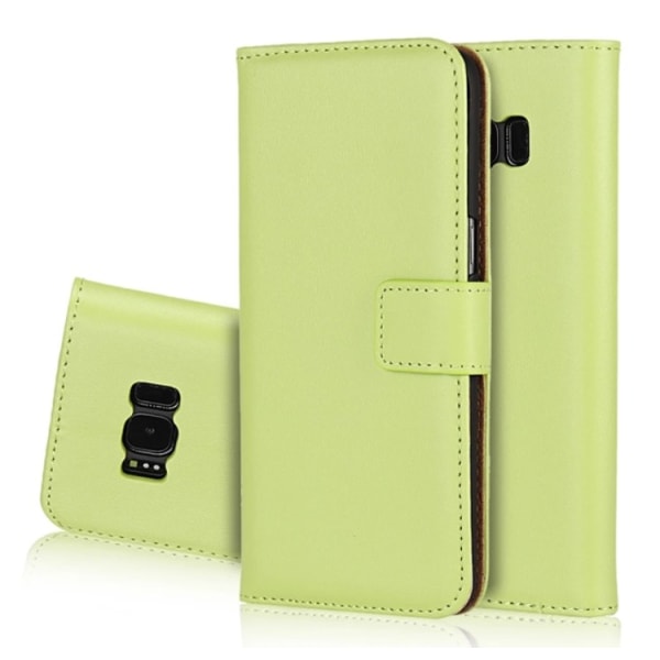Plånboksfodral med slitytor i Läder till Samsung Galaxy S9+ Grön