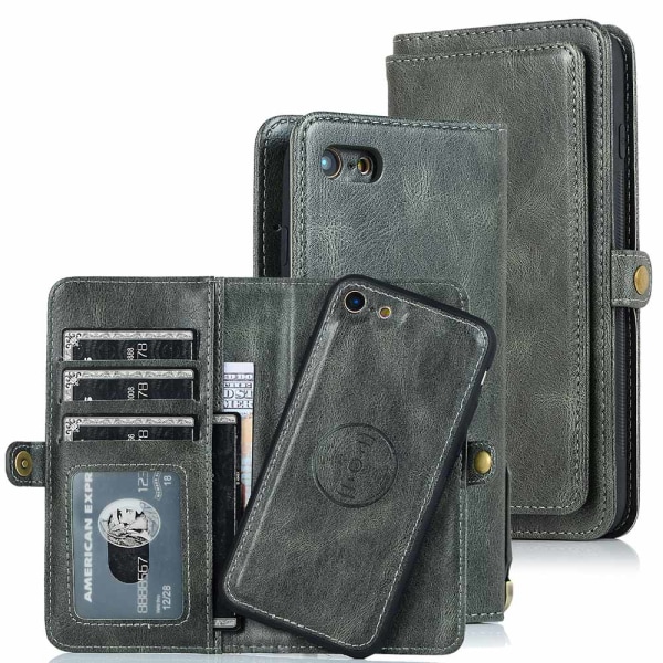 iPhone 7 - Robust Dubbelfunktions Plånboksfodral Röd