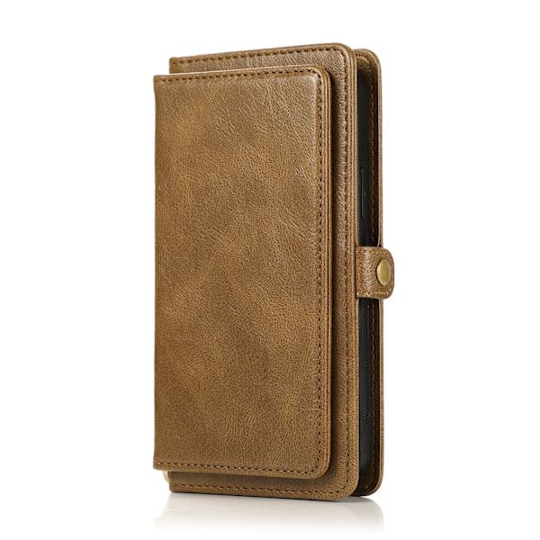 iPhone 15 Pro - Elegant Plånboksfodral i Lyxigt Läder med Korthållare Brown