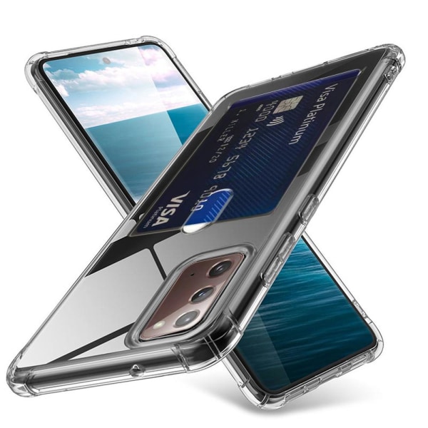 Samsung Galaxy Note 20 - Stødabsorberende silikone cover Kortholder Transparent/Genomskinlig