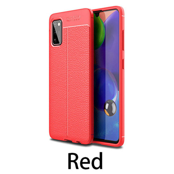 Samsung Galaxy A41 - Stilsäkert Litchi-Läder Design Skal Mörkblå