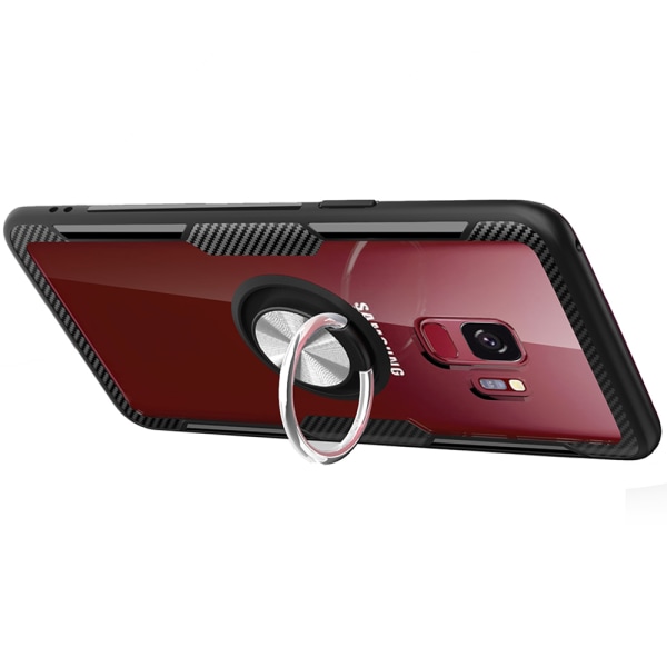 Tyylikäs kansi sormustelineellä (LEMAN) - Samsung Galaxy S9 Röd/Silver