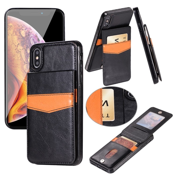 iPhone XS Max - LEMAN-nahkakotelo, jossa lompakko/korttitasku Rosa