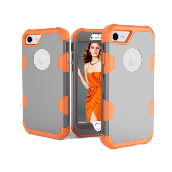 Stilfuldt og beskyttende hybridcover fra LEMAN til iPhone 7 Grå/Orange