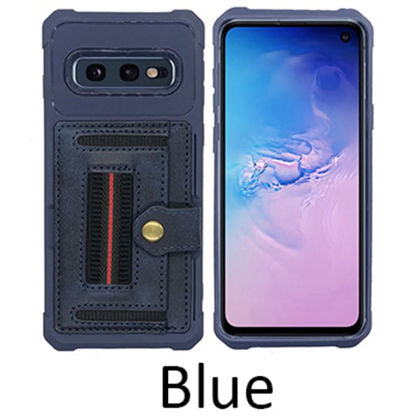 Samsung Galaxy S10E - Skyddande Skal med Kortfack Blå